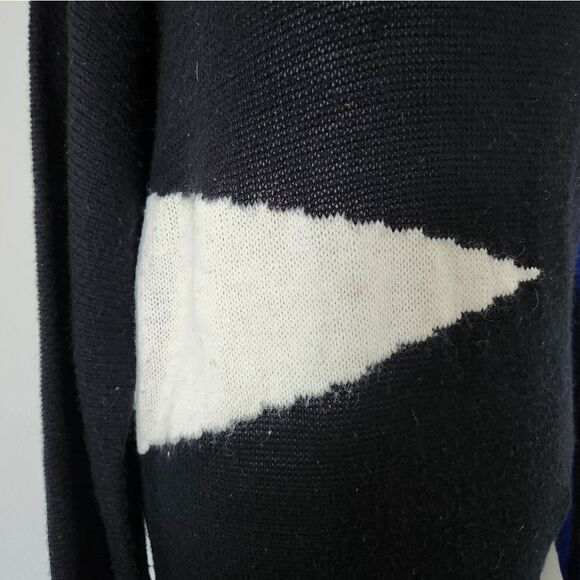 80s Black Knit Sweater Dress Maxi Colorblock Angora - Picture 3 of 9